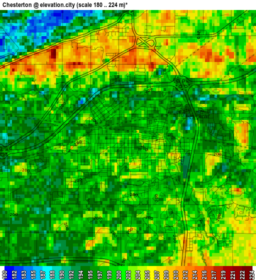 Chesterton elevation map