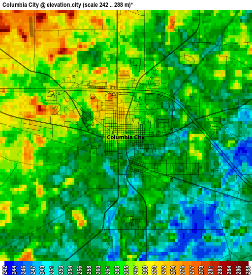 Columbia City elevation map