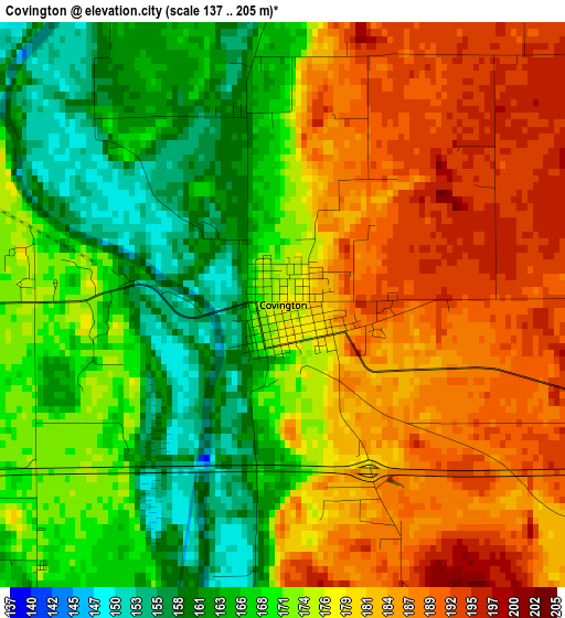 Covington elevation map