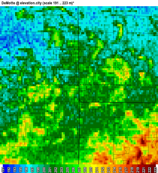 DeMotte elevation map