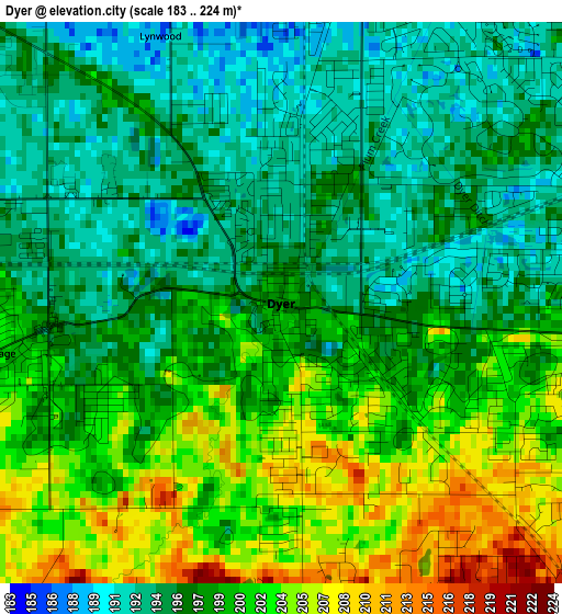 Dyer elevation map