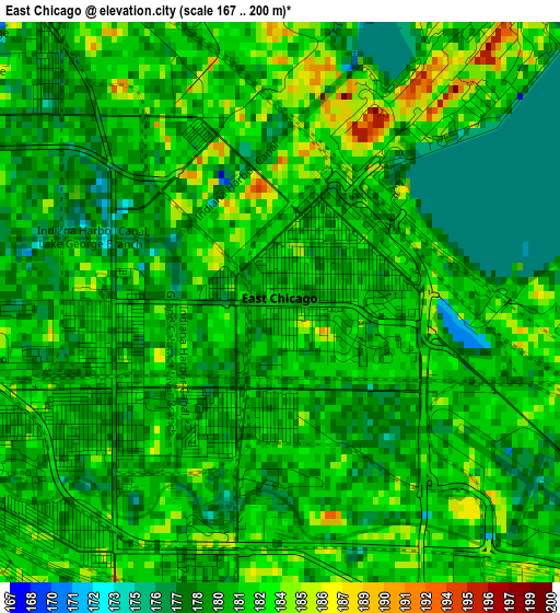 East Chicago elevation map