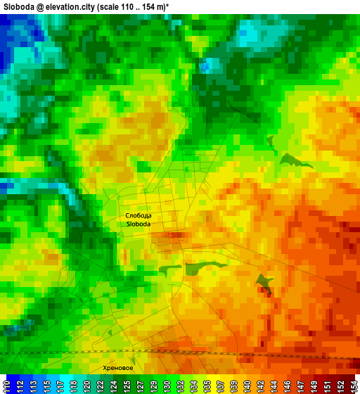 Sloboda elevation map