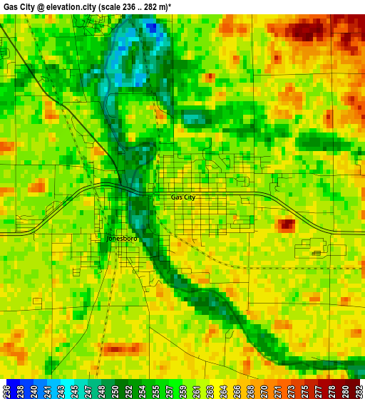 Gas City elevation map