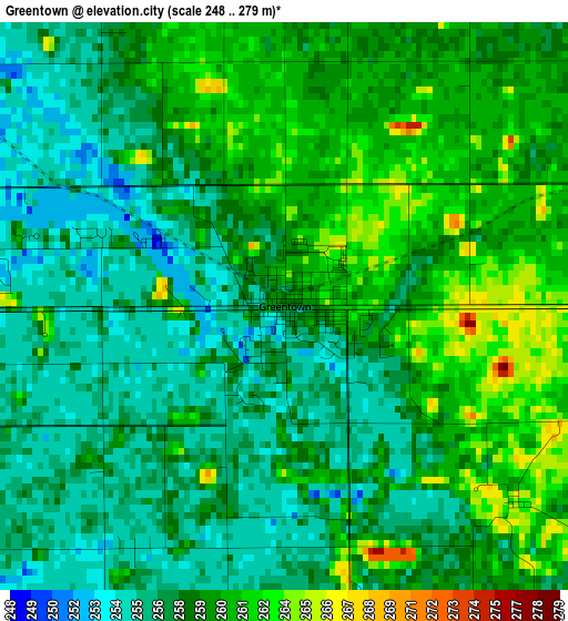 Greentown elevation map