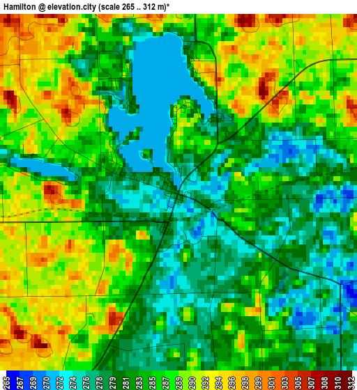 Hamilton elevation map