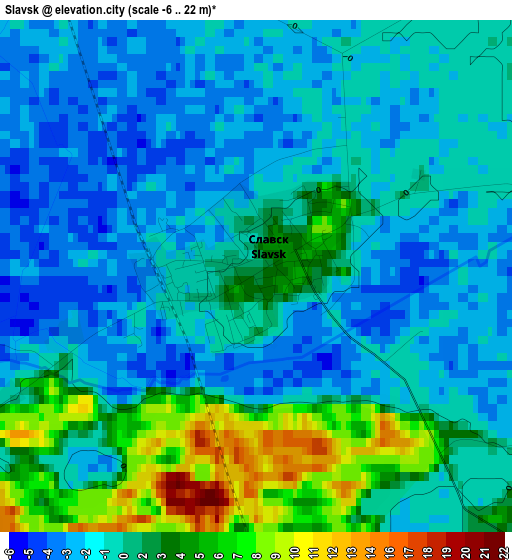 Slavsk elevation map