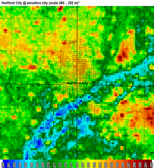 Hartford City elevation map