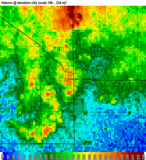 Hebron elevation map