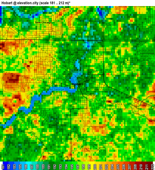 Hobart elevation map