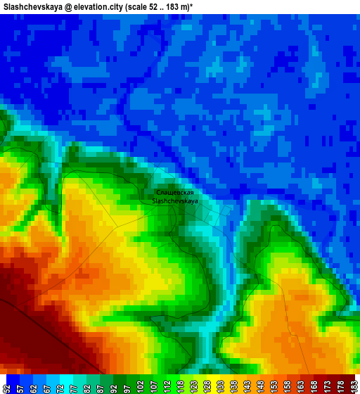 Slashchevskaya elevation map