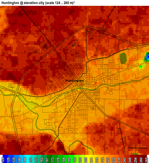 Huntington elevation map