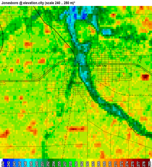 Jonesboro elevation map