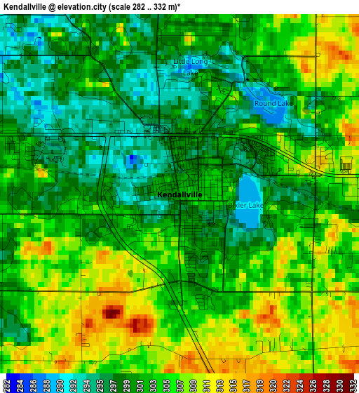 Kendallville elevation map