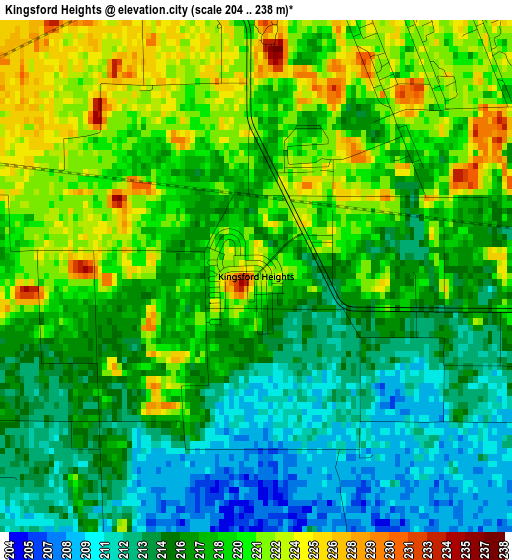 Kingsford Heights elevation map