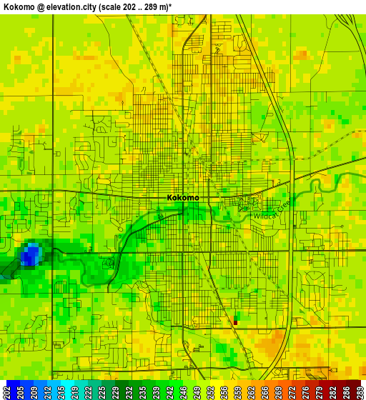 Kokomo elevation map