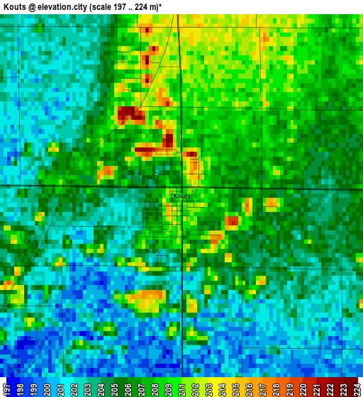 Kouts elevation map