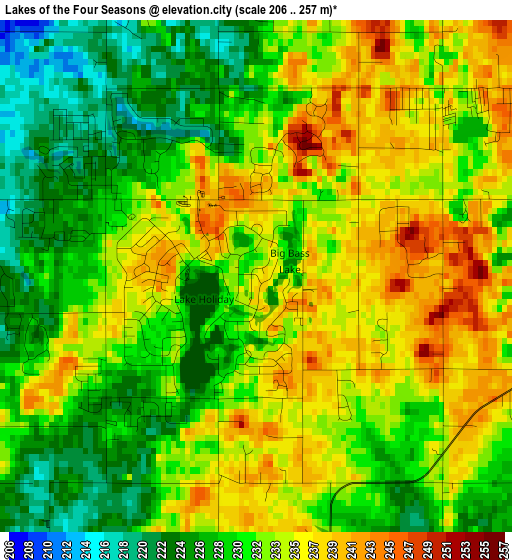 Lakes of the Four Seasons elevation map