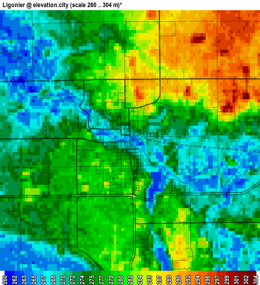 Ligonier elevation map