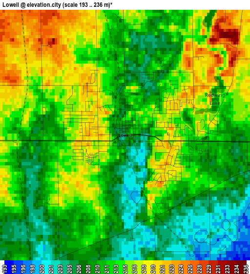 Lowell elevation map