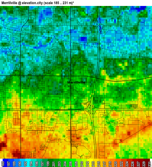 Merrillville elevation map