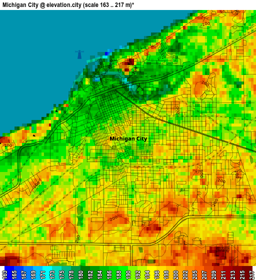 Michigan City elevation map