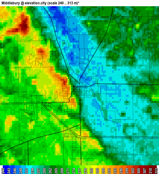 Middlebury elevation map