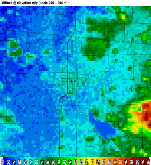 Milford elevation map