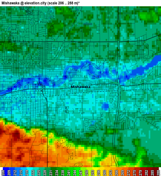 Mishawaka elevation map