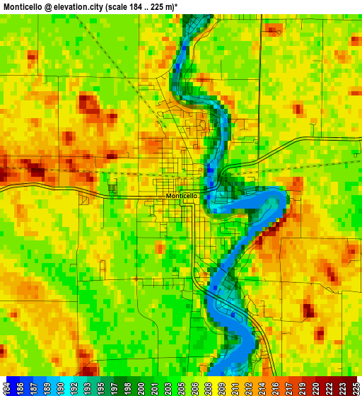 Monticello elevation map