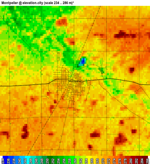 Montpelier elevation map