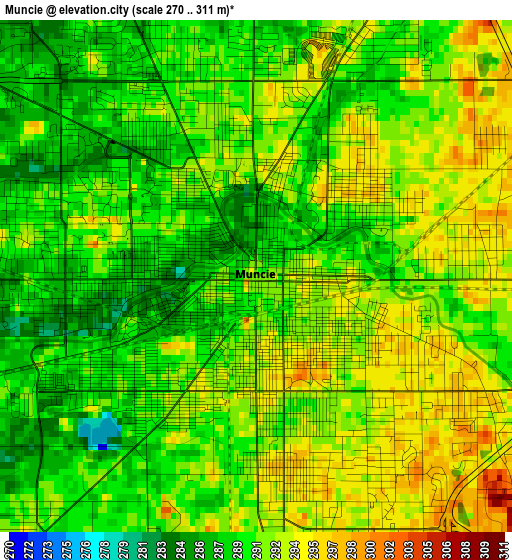 Muncie elevation map