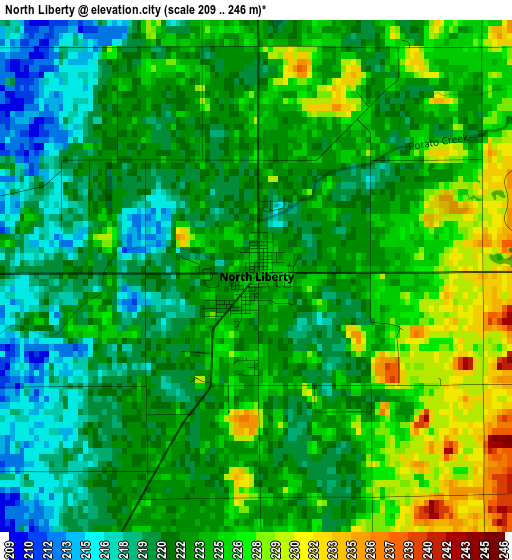 North Liberty elevation map