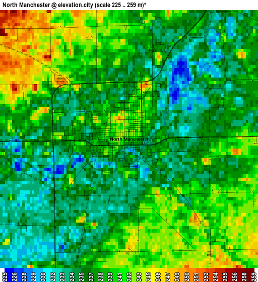 North Manchester elevation map