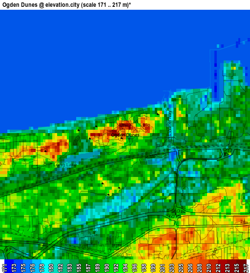 Ogden Dunes elevation map