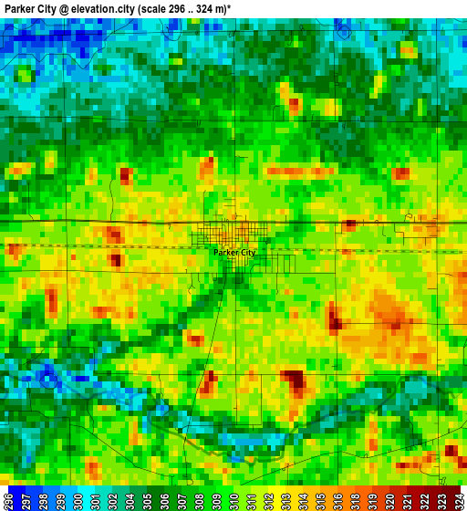 Parker City elevation map