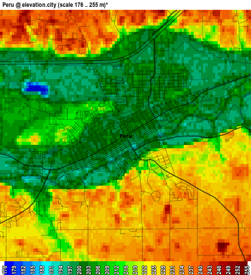 Peru elevation map