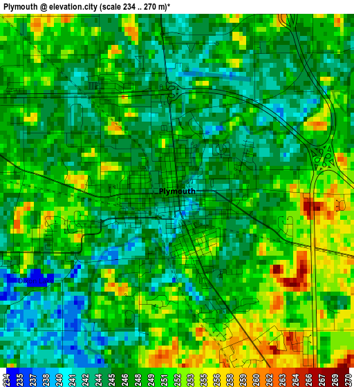 Plymouth elevation map