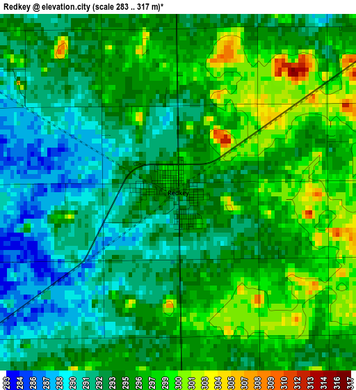 Redkey elevation map