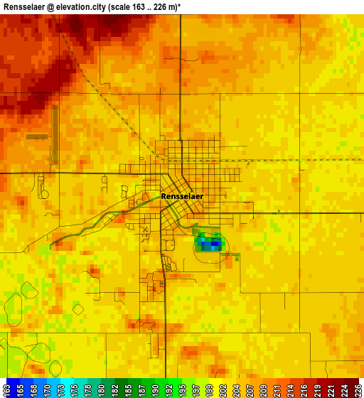 Rensselaer elevation map