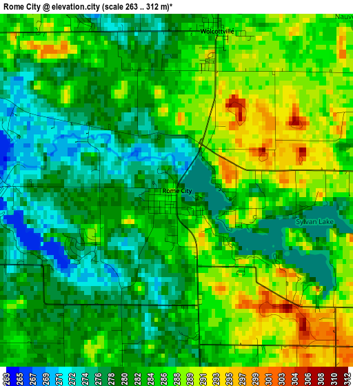 Rome City elevation map