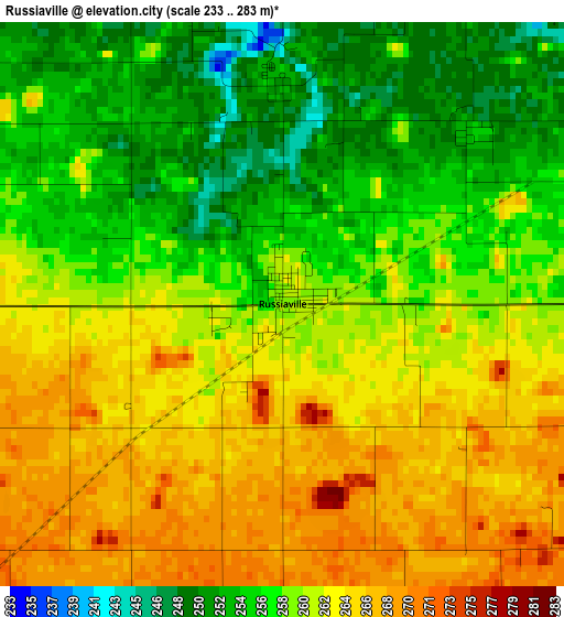 Russiaville elevation map