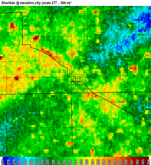 Sheridan elevation map