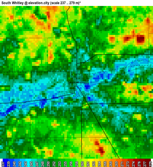 South Whitley elevation map