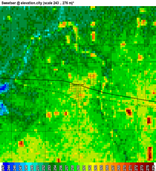 Sweetser elevation map