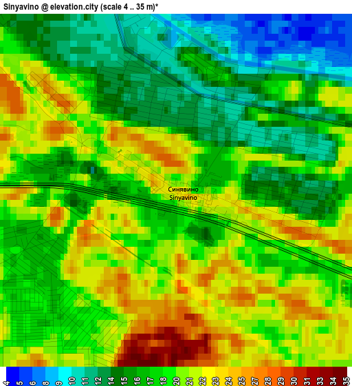 Sinyavino elevation map