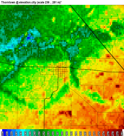 Thorntown elevation map