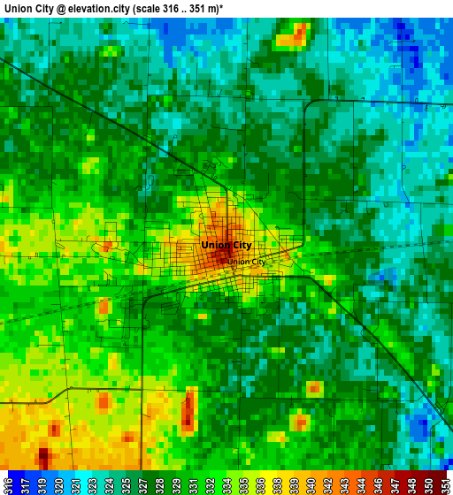 Union City elevation map