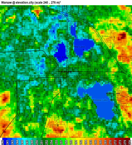 Warsaw elevation map