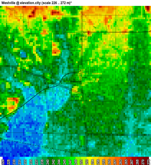 Westville elevation map